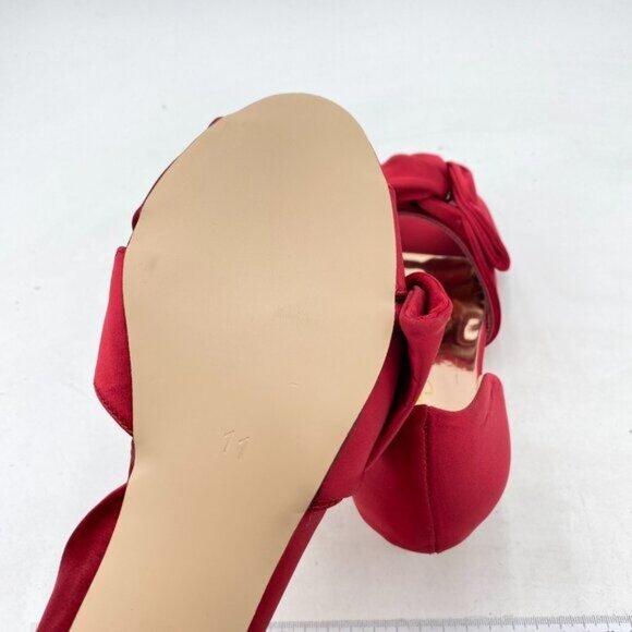 XYD Red Bowknot Low Heel D'Orsay Pumps Peep Toe Slip On Dress Evening Sandal - Picture 6 of 8